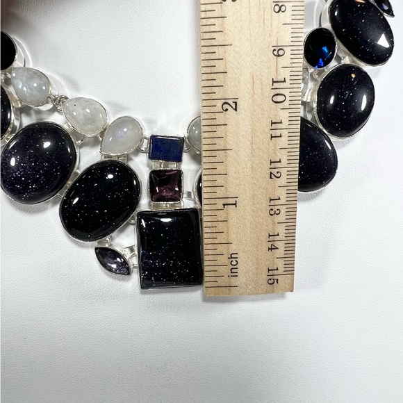 Blue Sunstone Moonstone Lapis 925 Large Necklace & Bracelet - Picture 4 of 9